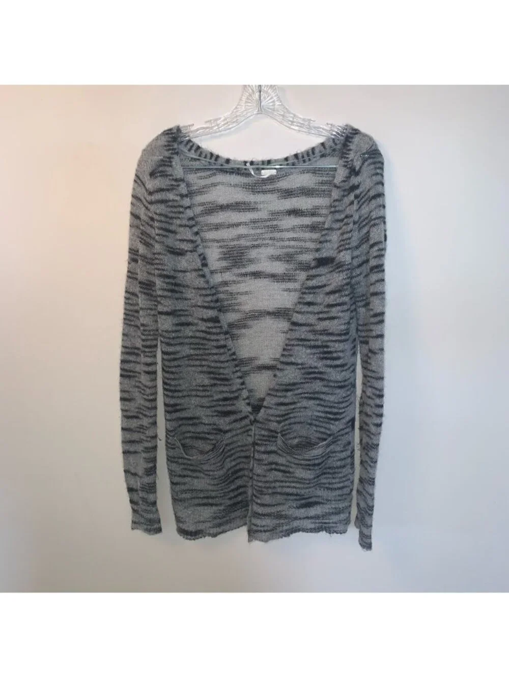 Free People Beach Tiger Stripe Long Sleeve Mohair Cardigan M